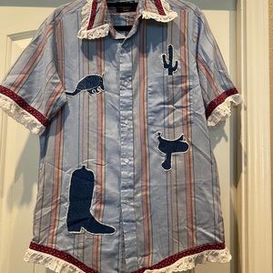 Vintage American Collection Blue Shirt Texas Patch